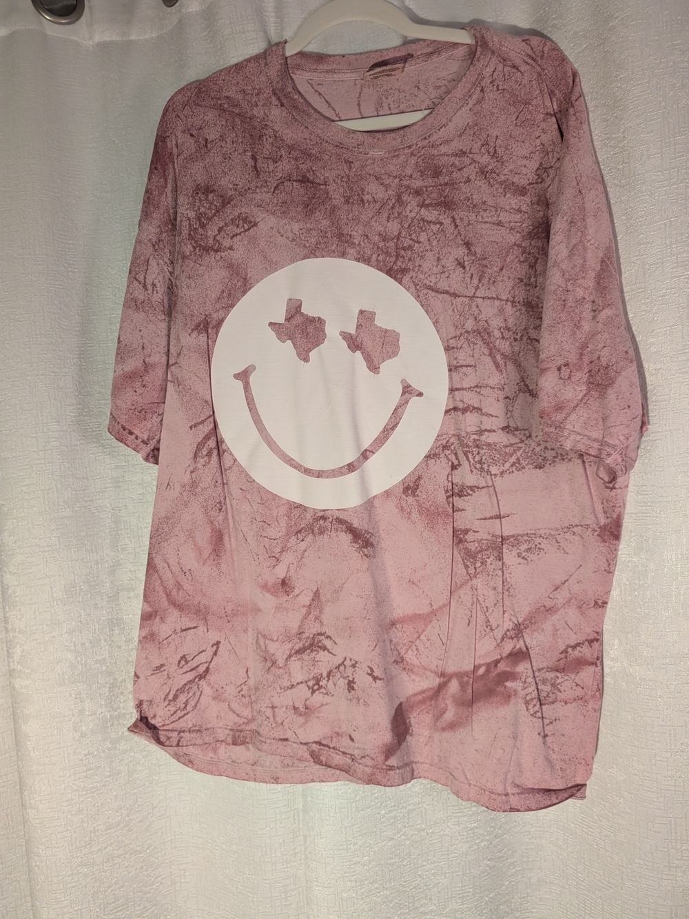 Comfort Colors Dusty Pink Tie-Dye Smiley Texas Short Sleeve Tee